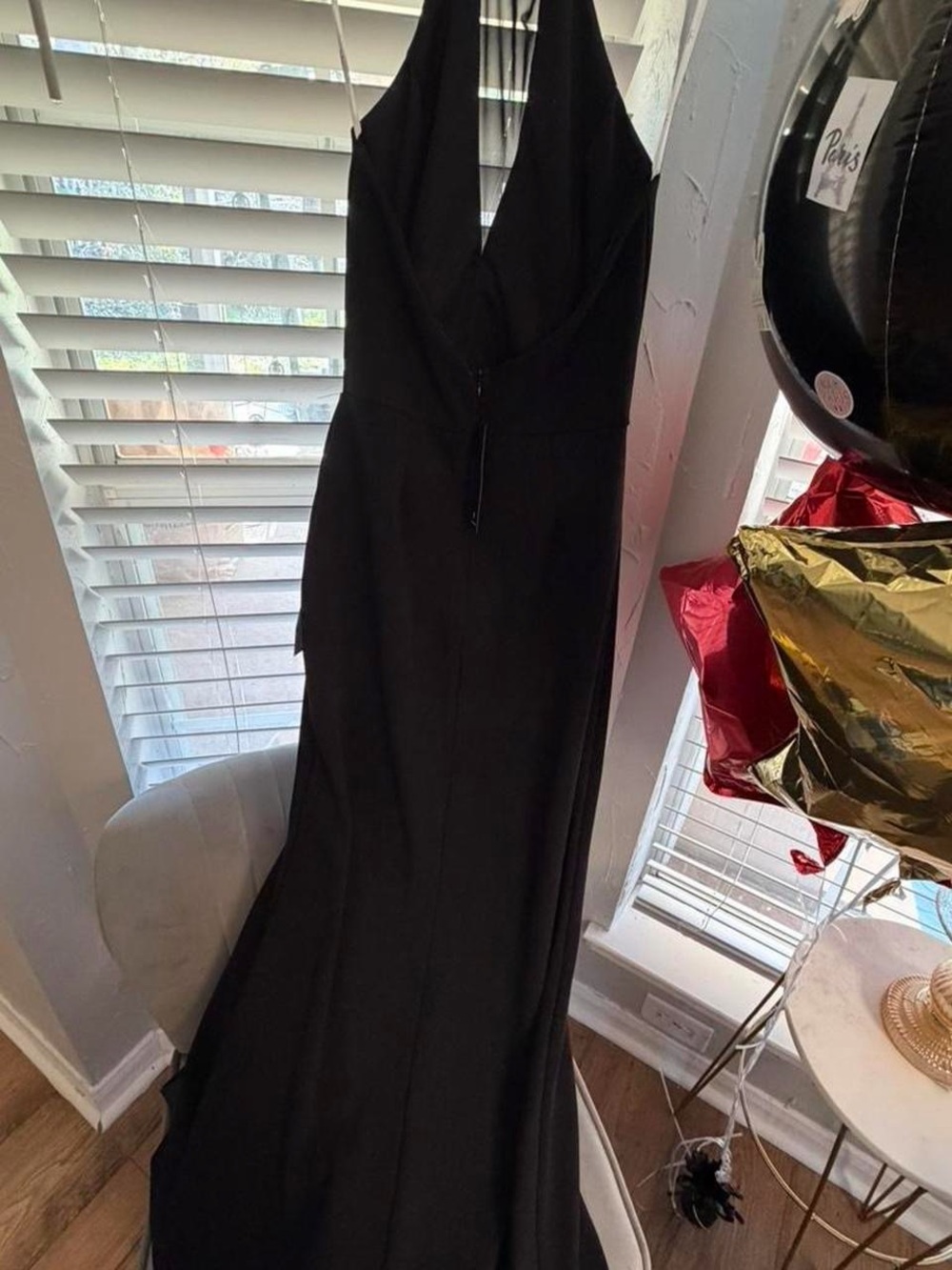 Lulu's Black Backless Halter Evening Gown